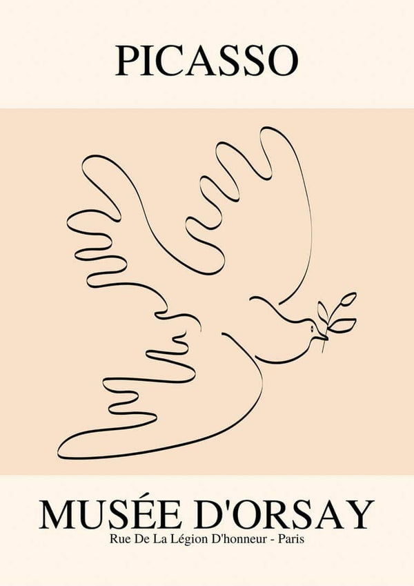 Póster de pájaro de la paz inspirado en Picasso