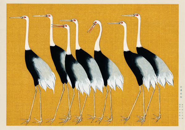 Póster de grullas japonesas