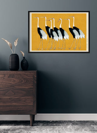 Póster de grullas japonesas