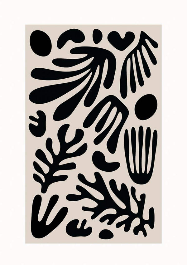 Póster de corales negros sobre gris