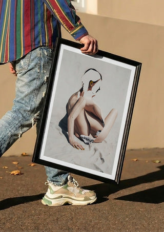 Over the void by Rocio Montoya carried in a black frame along a sunny street
