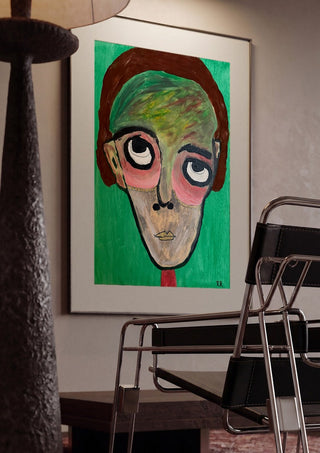 Hjärnspöken by RR framed in a dim room beside a tubular steel chair