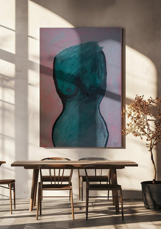 Kroppen by RR hanging above a wooden dining table in warm sunlight