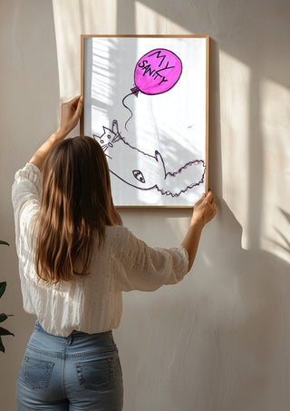 My Sanity by Camilla Nilsson being hung on a sunlit wall