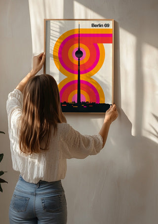 Berlin 69 by Bo Lundberg being hung on a sunlit wall