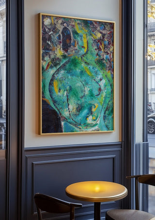 Belly of the Sea by António D'Albuquerque in an oak frame on a panelled cafe wall