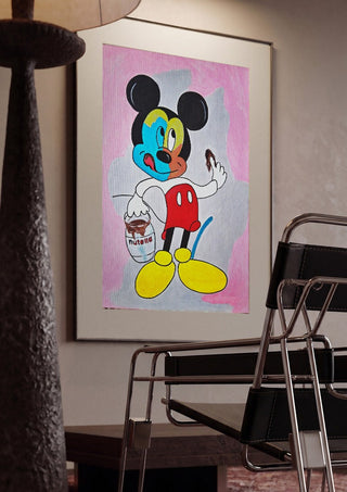 Not by Cheese Alone by NKo framed in a dim room beside a tubular steel chair