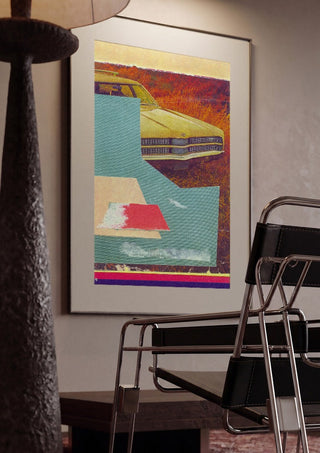 Station Wagon No.4 by Kareem Rizk framed in a dim room beside a tubular steel chair