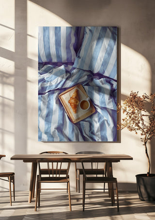 A Cozy Sunday in Bed by Ohkimiko hanging above a wooden dining table in warm sunlight
