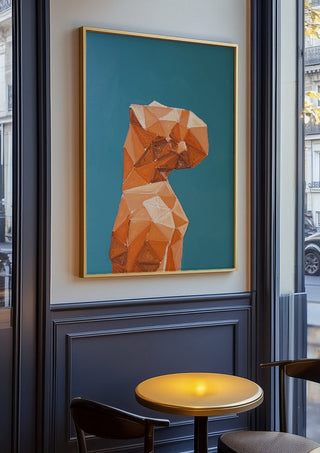 Up by Linor Citaku in an oak frame on a panelled cafe wall