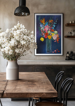 flowerpower! by creatievananne in a black frame above a rustic table with white flowers