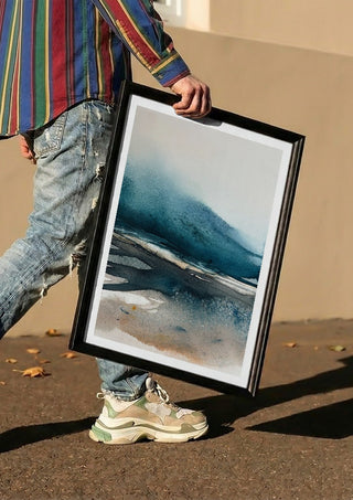 Imposed memories by Tania Zubareva carried in a black frame along a sunny street