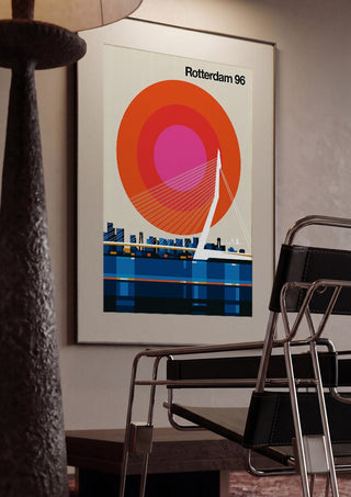 Rotterdam 96 by Bo Lundberg framed in a dim room beside a tubular steel chair