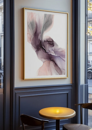 Spring Melody by Anna Dormir in an oak frame on a panelled cafe wall