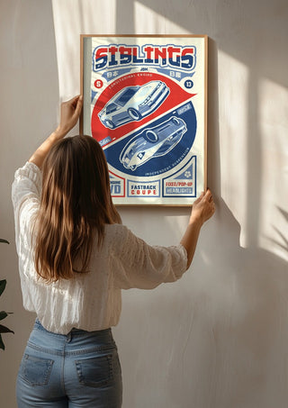 Nissan S13 Siblings by Kaminarirace being hung on a sunlit wall