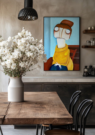 Die 12 Sündenfälle: Heuchelei by lacaluna in a black frame above a rustic table with white flowers