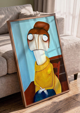 Die 12 Sündenfälle: Heuchelei by lacaluna in a walnut frame leaning against a grey sofa