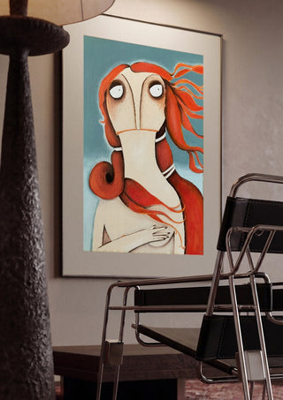 Die Venus by lacaluna framed in a dim room beside a tubular steel chair