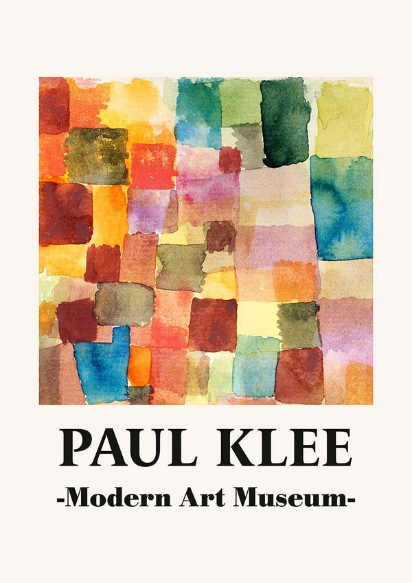 Abstract watercolor blocks in varied colors from Untitled 1914 by Paul Klee displayed on the product page.