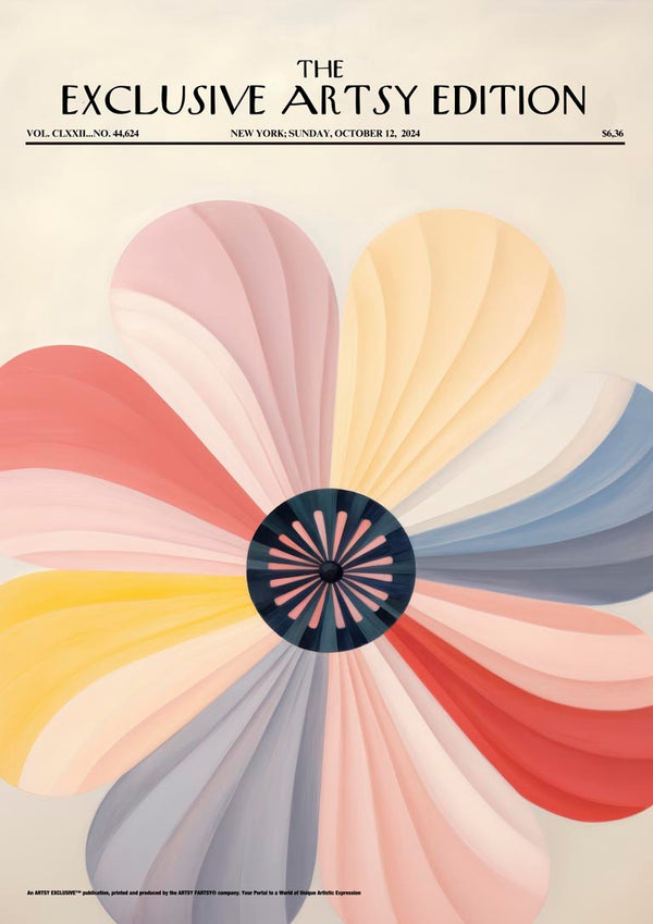 A pastel-colored spinning flower design featured for the Spinning Flower Artsy Edition product page.