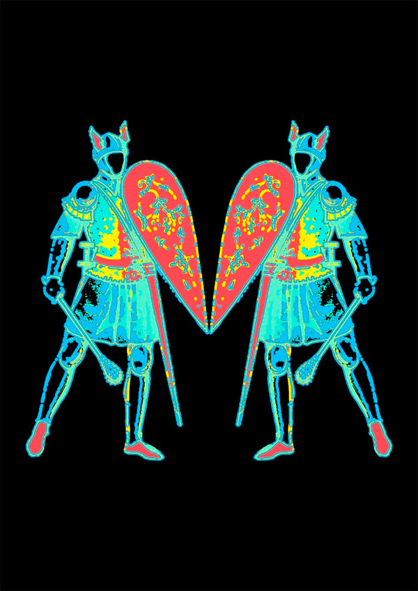 Opponent by Francisco Gualter - mirrored knights poster on black
