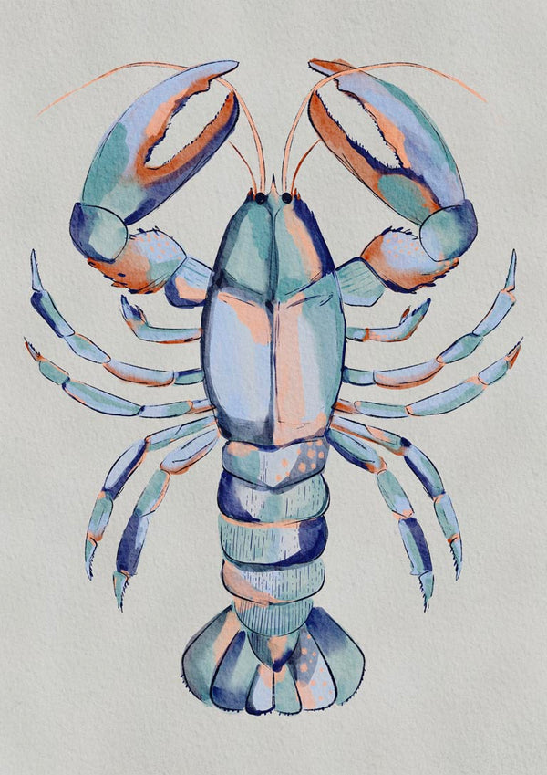 Langosta azul en acuarela - Nikita Jariwala