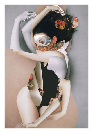 Pebbles by Rocio Montoya - a reassembled figure with a strip of pebble beach where her face was