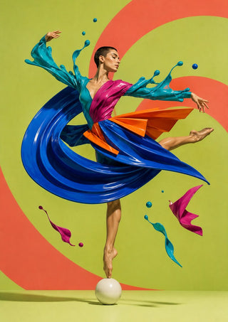 Liquid Choreography by Haris Delic - a dancer in poured paint balancing on a white sphere