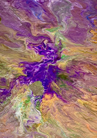 Violet Drift by Da Winters - violet and olive poured acrylic drifting out from a deep purple centre
