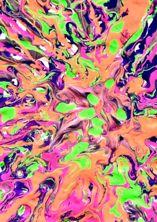 Neon Bloom by Da Winters - neon pink, orange and green marbling through deep violet and black