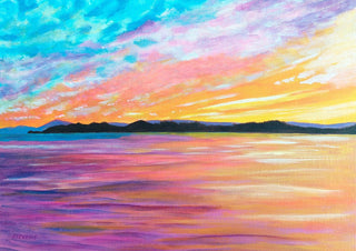 Colours of the Sky by Finbar Stevens - a pink and violet sunset reflected across wide water