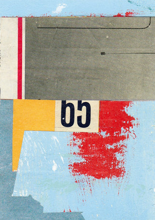No.65 by Kareem Rizk - grey card and a yellow step beside the number 65 on pale blue