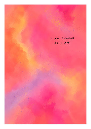 I Am Enough by Decker Studios - handwritten affirmation on soft coral and pink washes
