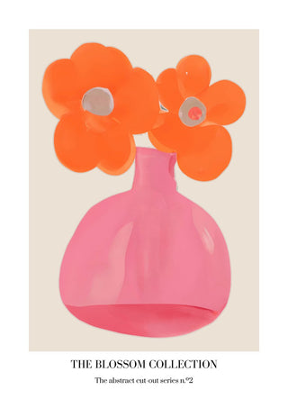 The blossom collection nr. 2 by Interiorisla - orange flowers above a pink glass vase on cream