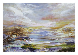 Destiny unknown by Art Anne Lee - a wide valley and pale water under a cloudy lilac sky