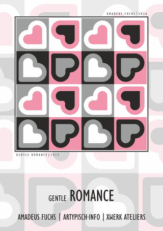 Gentle Romance - Priority Signal by Amadeus Fuchs - sixteen hearts in a grid in pink, black, white and grey