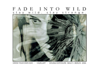 fade into wild by hazelart - a profile and a spotted lily laid over each other in pale grey and green