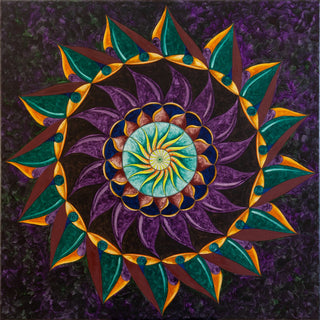 ShamanVision by Eledina - a mandala in purple, teal and orange around a pale sun