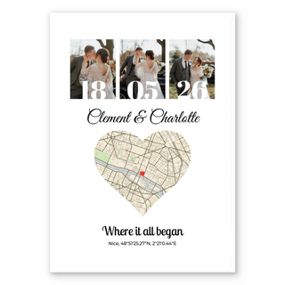Collage de mapa y foto - Póster personalizado