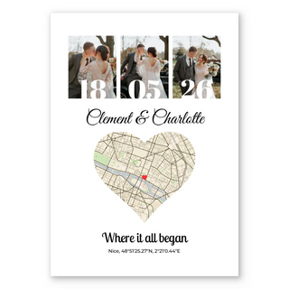 Collage de mapa y foto - Póster personalizado