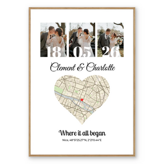 Collage de mapa y foto - Póster personalizado