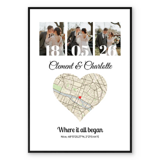 Collage de mapa y foto - Póster personalizado