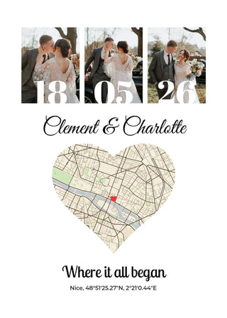 Collage de mapa y foto - Póster personalizado