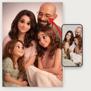 Retrato familiar animado en 3D - Póster personalizado