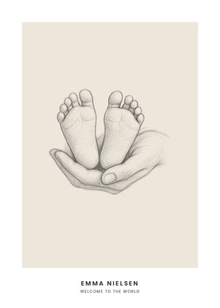 Baby Feet name poster in sand