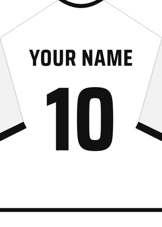 Personalised football shirt poster in Germany's white with black lettering – a name and number on the back