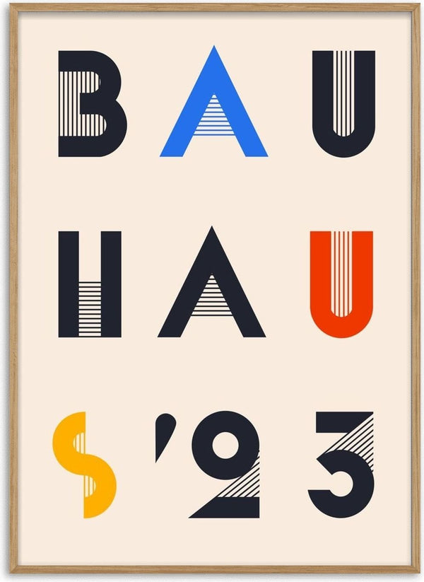 Bauhaus Letters by Neil Stevens - geometric Bauhaus lettering in charcoal, blue, red and yellow