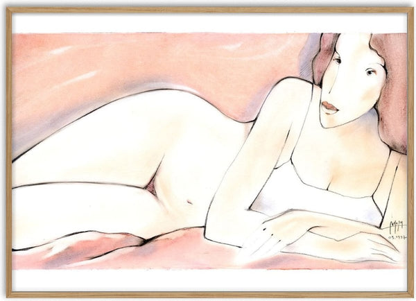 A dream of... 1997 by Designus - reclining woman in fine lines and peach watercolour washes