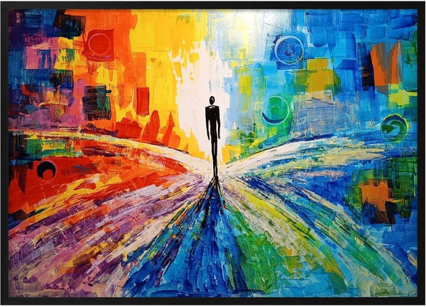 Als wäre es unsere Wahl · As If It Were Our Choice by ELIZA Leopold - lone figure walking where colourful paths converge