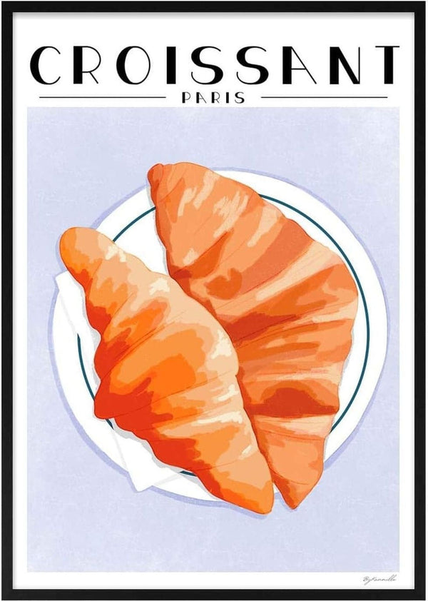 Illustration of two croissants on a white plate, featured on the Altan Hygge - ByKammille product page.